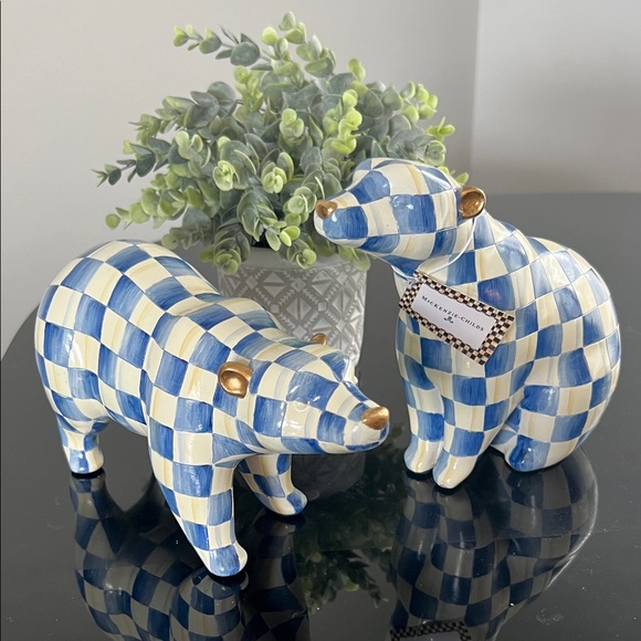 MacKenzie-Childs Royal Check Polar Bears - Set of 2 - Picture 1 of 11